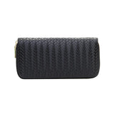 Women PU Weave Prints Large Capacity Waterproof Long Wallet