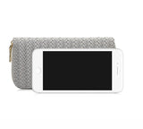 Women PU Weave Prints Large Capacity Waterproof Long Wallet