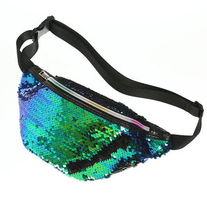 Women Sequin Mermaid Pouch Purse Running Waist Bag