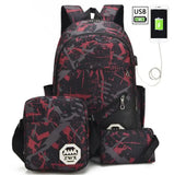 3pc Boys School Bags Set Waterproof Backpack Bookbag Pen Pencil Bag