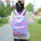 3pcs/set Nylon School Knapsack Gradient Casual Daypack Large Capacity Women