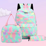 3pcs/set Nylon School Knapsack Gradient Casual Daypack Large Capacity Women