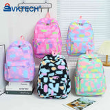 3pcs/set Nylon Casual Backpack for Women Large Capacity Gradient School Bag