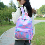 3pcs/set Women Nylon Backpack Large Capacity School Knapsack Gradient Gift
