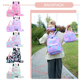 3pcs/set Women Nylon Backpack Large Capacity School Knapsack Gradient Gift