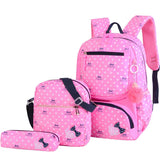 3pcs/set Dot Printing School Bags Backpack Kids Girls Student Mochilas