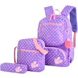 3pcs/set Dot Printing School Bags Backpack Kids Girls Student Mochilas