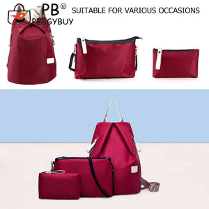 3pcs/set Women Backpack Mini Rucksack Nylon Shoulder Bags for Girls