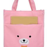 Cartoon Bear Girls Backpack Set Canvas School Bag Lightweight Travel