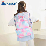 Girls Backpack Lunch Bag Set Rainbow Print Student School Bag