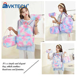 Girls Backpack Lunch Bag Set Rainbow Print Student School Bag