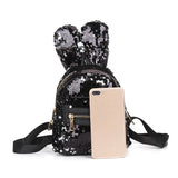 Glitter Backpack Kids Girls Boys Rabbit Ears Sequin Backpacks Knapsack