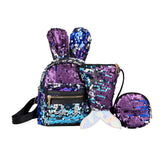 Glitter Backpack Kids Girls Boys Rabbit Ears Sequin Backpacks Knapsack