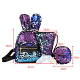 Glitter Backpack Kids Girls Boys Rabbit Ears Sequin Backpacks Knapsack