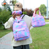 3pcs/set Laptop Backpack Nylon Casual Gradient Rucksack for Work School Travel