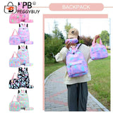 3pcs/set Laptop Backpack Nylon Casual Gradient Rucksack for Work School Travel