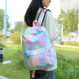 3pcs/set Laptop Backpack Women Nylon School Backpack Gradient W