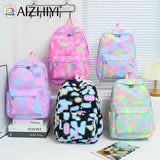3pcs/set Women Nylon Travel Backpack Gradient Bookbags for Work School Travel