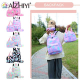 3pcs/set Women Nylon Travel Backpack Gradient Bookbags for Work School Travel
