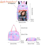 3pcs/set Laptop Backpack Adjustable Strap Women Nylon Travel Backpack Gradient W