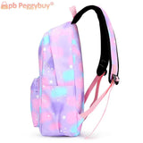 3pcs/set Laptop Backpack Adjustable Strap Women Nylon Travel Backpack Gradient W