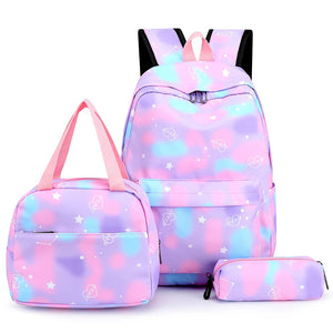 Casual Nylon Large Capacity Women Backpack Set