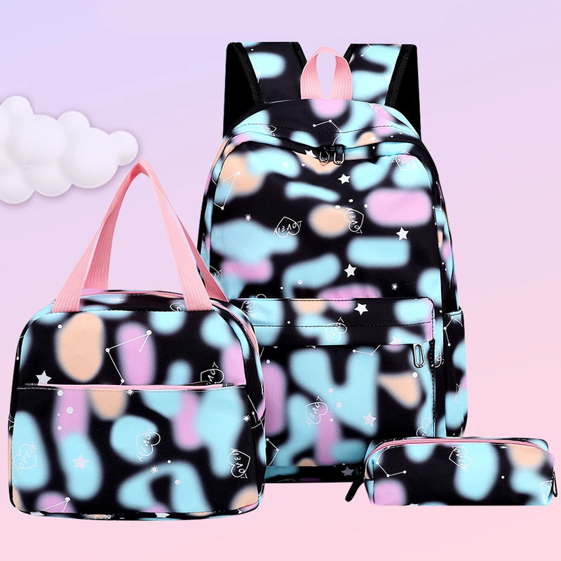 Casual Nylon Large Capacity Women Backpack Set