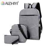 3pcs Unisex Travel Nylon Backpacks Messenger Bags Purse Shoulder Computer Sc