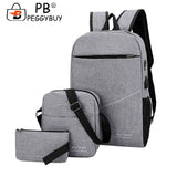 3pcs/set Travel Nylon Backpacks Messenger Bags Unisex School Bag Clutch Bookbag