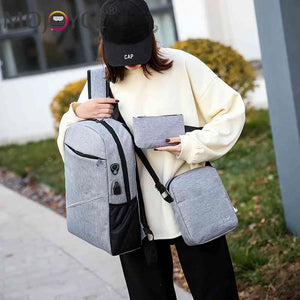 3pcs/set Nylon Backpacks Messenger Bags Unisex Travel Purse Shoulder Bag