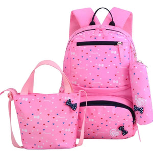 Dot Print Waterproof School Bags Set for Girls