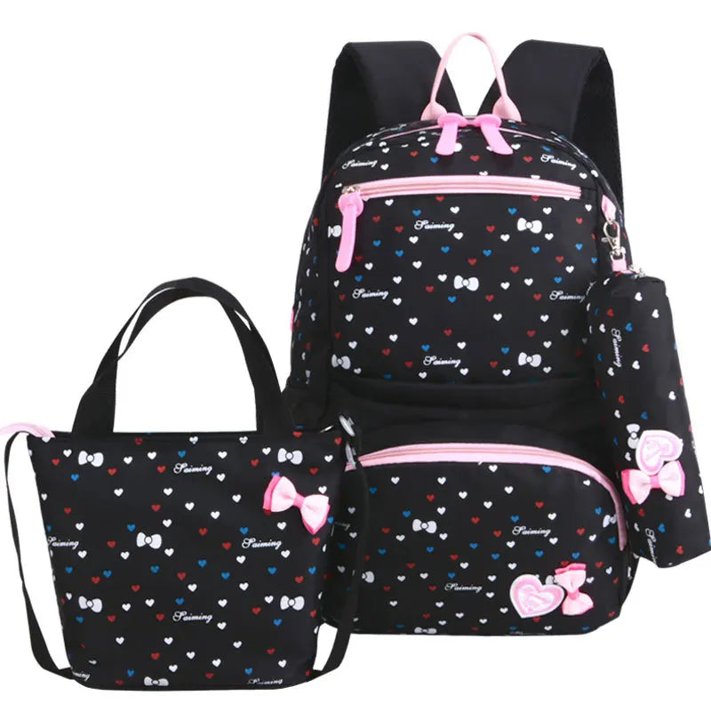 3pcs/set Dot Print Waterproof School Bags for Teenagers Girls Kids Backpacks