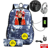 Anti-Theft USB Charge Backpack for Boys Girls - Canvas School Student Bag