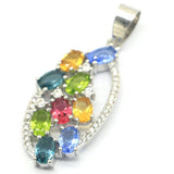 925 Silver Pendant with Topaz Citrine Peridot Tanzanite Tour