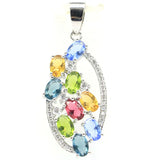 925 Silver Pendant with Topaz Citrine Peridot Tanzanite Tour