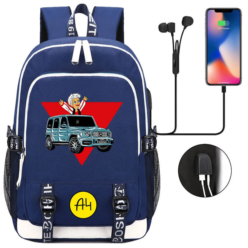 Anime USB Charging School Backpack Teenager Travel Bag