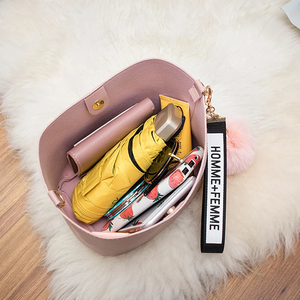 Vintage Bucket Bag Women Shoulder Crossbody Tote Bag