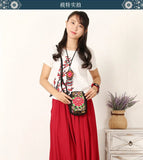 Ethnic Embroidery Canvas Shoulder Bag Women Small Coins Travel Beach Purse