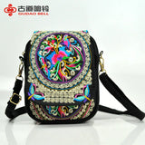 Ethnic Embroidery Canvas Shoulder Bag Women Small Coins Travel Beach Purse