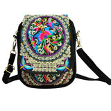 Ethnic Embroidery Canvas Shoulder Bag Women Small Coins Travel Beach Purse