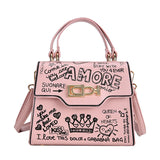Vintage Graffiti Shoulder Crossbody Bag for Women - Handbags Tote