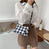 Plaid Shoulder Bags Women PU Leather Handbags Crossbody Sweet Ladies All-match
