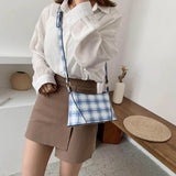 Plaid Shoulder Bags Women PU Leather Handbags Crossbody Sweet Ladies All-match