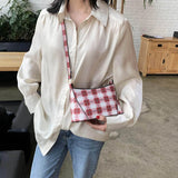 Plaid Shoulder Bags Women PU Leather Handbags Crossbody Sweet Ladies All-match