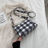 Plaid Shoulder Bags Women PU Leather Handbags Crossbody Sweet Ladies All-match