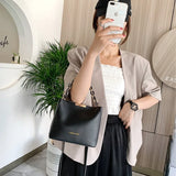 4 Colors Small Women Chain Messenger Bucket Bag PU Shoulder Handbag