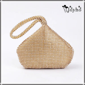 Soft Beaded Women Evening Bag Triangle Glitter Handbag
