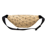 Geometric Pattern Waist Bag PU Leather Fanny Pack for Women