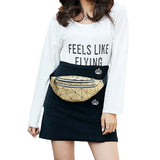 Geometric Pattern Waist Bag for Women | PU Leather Fanny Pack