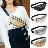 Geometric Pattern Waist Bag for Women | PU Leather Fanny Pack